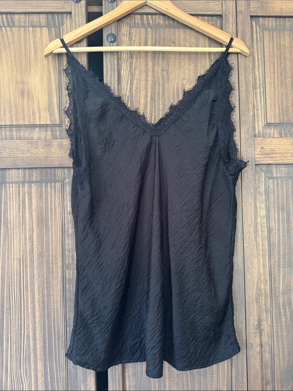 Gypsies and Moondust - Black Lace Trim Satin Camisole